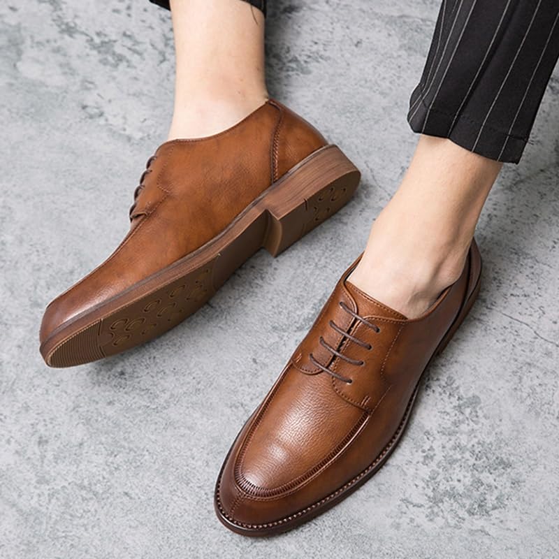 Men's Dress Shoes Mens Casual Retro Classic Leather Derby Shoes Fashion Wingtip Brogue Non-Slip Oxford Shoes for Men(Brown,10)4
