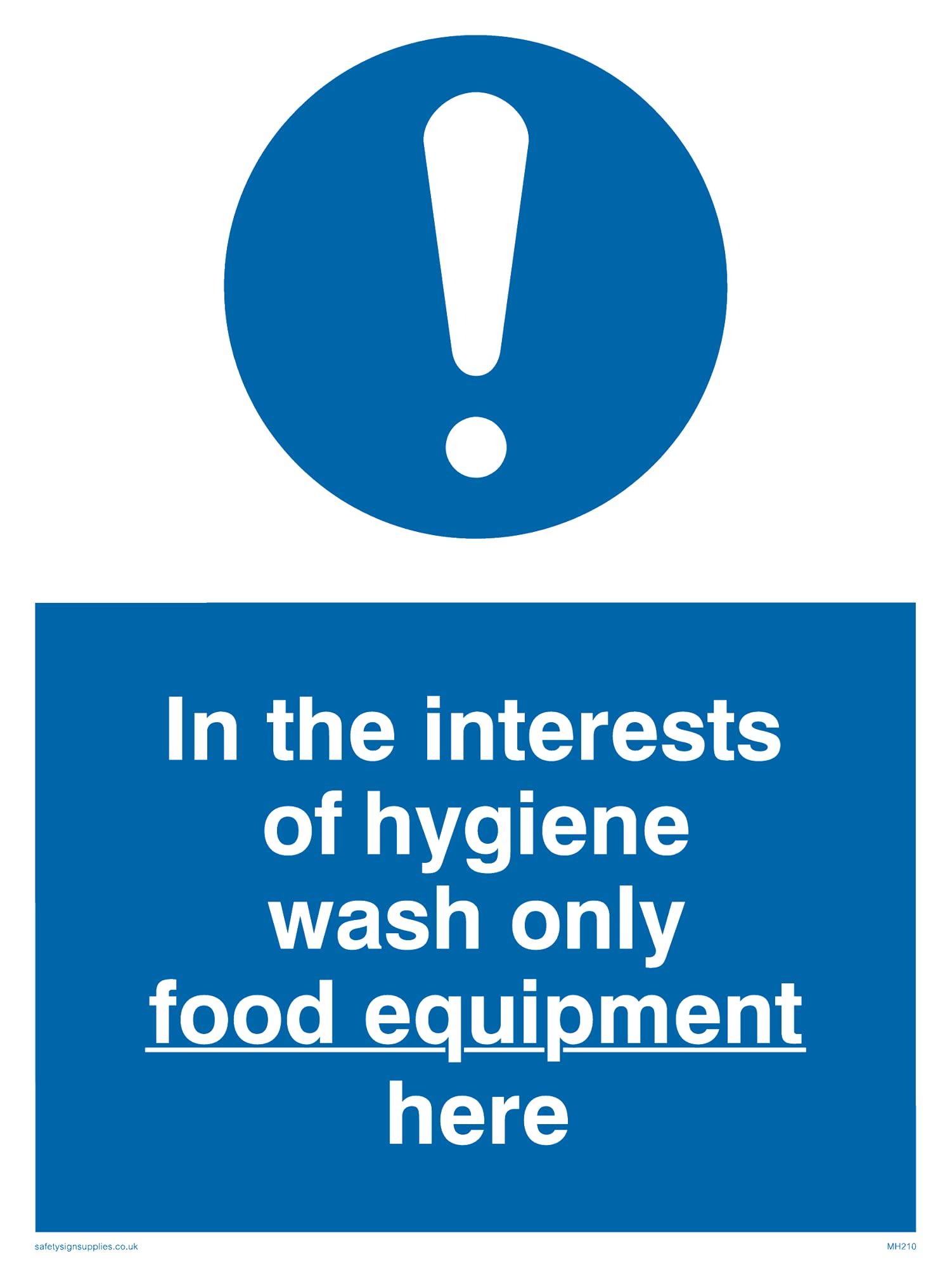 Pack of five - Wash Only Food Equipment Here Sign - 150x200mm - A5P