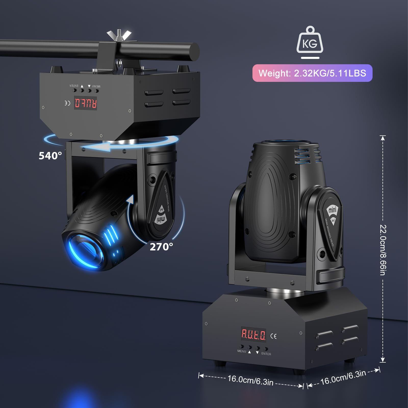 UKing Mini RGBW LED Beam Teste Mobili d-mx 11/13 CH Pinspot Luce Disco Luce Effetti Luce Controllati dalla Musica per DJ Disco Party Club Bar Palco