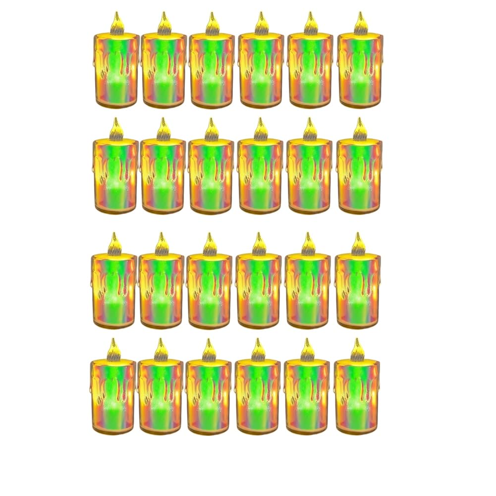 UDSKNV[KSL Flameless Tea Lights 24Pcs Crystal LED Tea Lights Electric Fake Votive Candles for Wedding, Dating, Dinner C