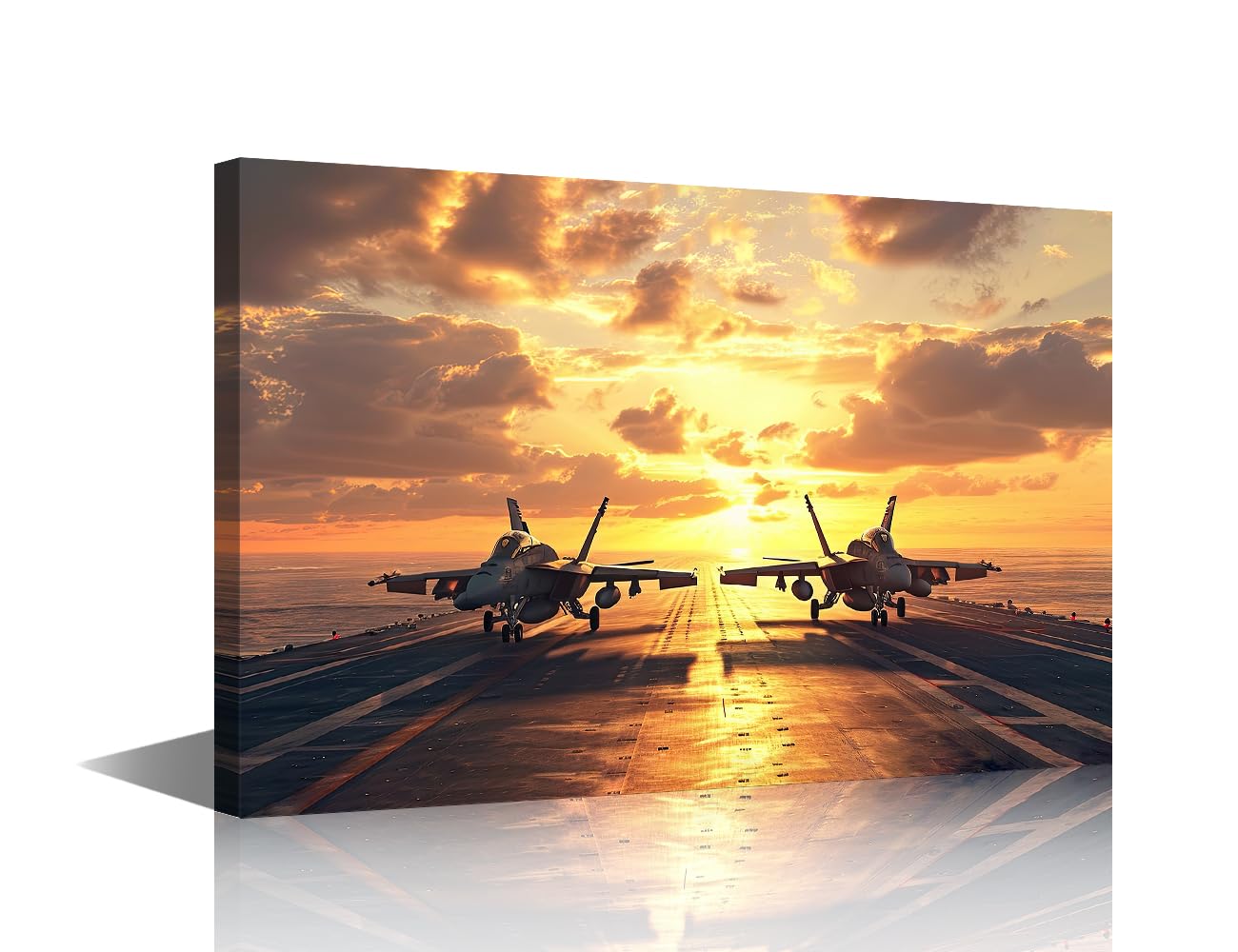 TISHIRON Wall Art for Living Room Military Fighter Wall Paintings Aircraft Carrier Home Decor 1 Panel American Warship Artwork Framed Ready to Hang Posters and Prints (24''Wx 36''H)