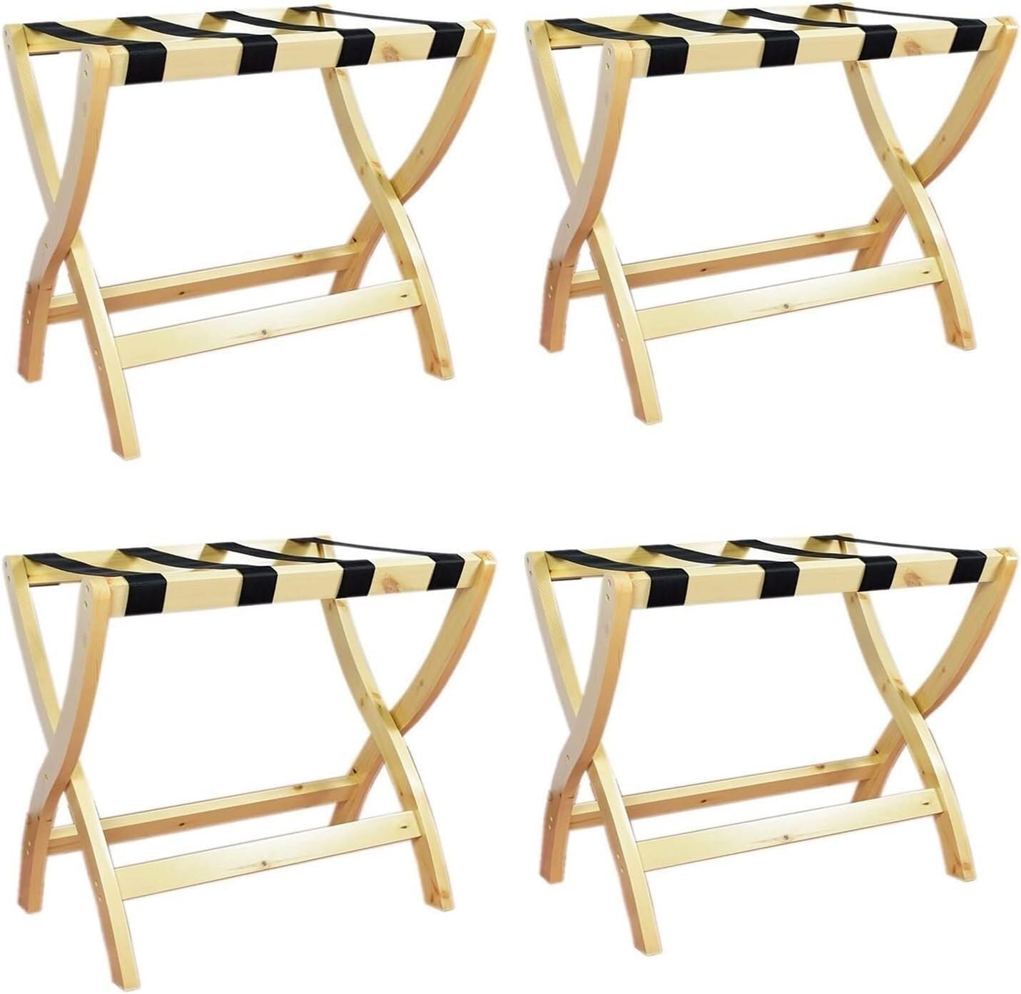 Portapacchi pieghevole per camera degli ospiti – Supporto per valigie in legno massello, porta borsa da viaggio, supporto salvaspazio, 60 x 40 x 60 cm, set da 4 – ideale per uso domestico (4