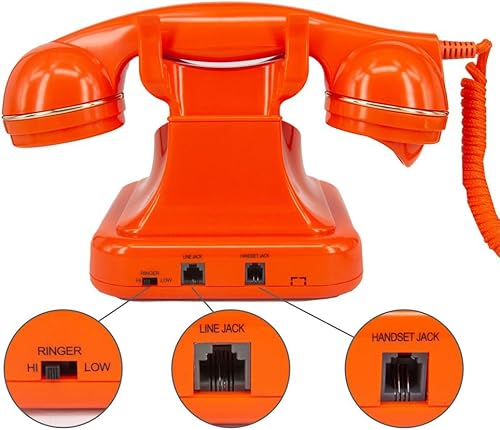 Miniatura 3 de Teléfonos de línea terrestre para el hogar Teléfono con botón de marcación antiguo, utilizado para oficina hotel y hogar. (naranja)