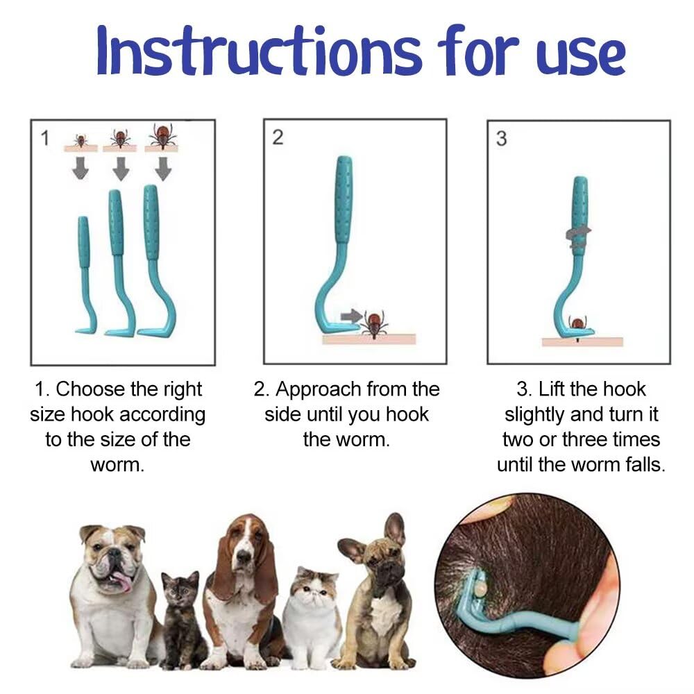 Juego de 4 herramientas para quitar garrapatas, kit profesional para quitar garrapatas con 1 pinza para quitar garrapatas y 3 ganchos, removedor de garrapatas sin dolor para perros, gatos,