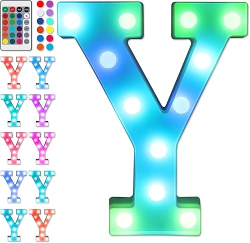 Foaky Letras para marquesina con luces de colores LED, letras para luz nocturna, boda, fiesta de cumpleaños, funciona con baterías, luz de Navidad,