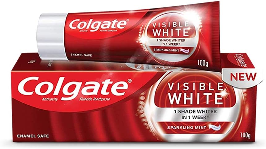 Colgate Visible White, Teeth whitening Toothpaste with Sparkling Mint - 100gm(3.5 Ounce)