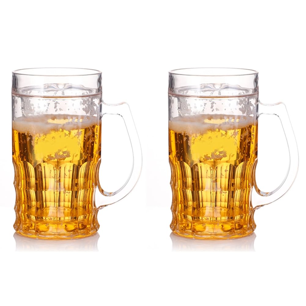 CTRLZS Mezzanine with Handle Beer Glasses, 420ml Double Layer Funny Beer, Fake Double Beers Mug Set
