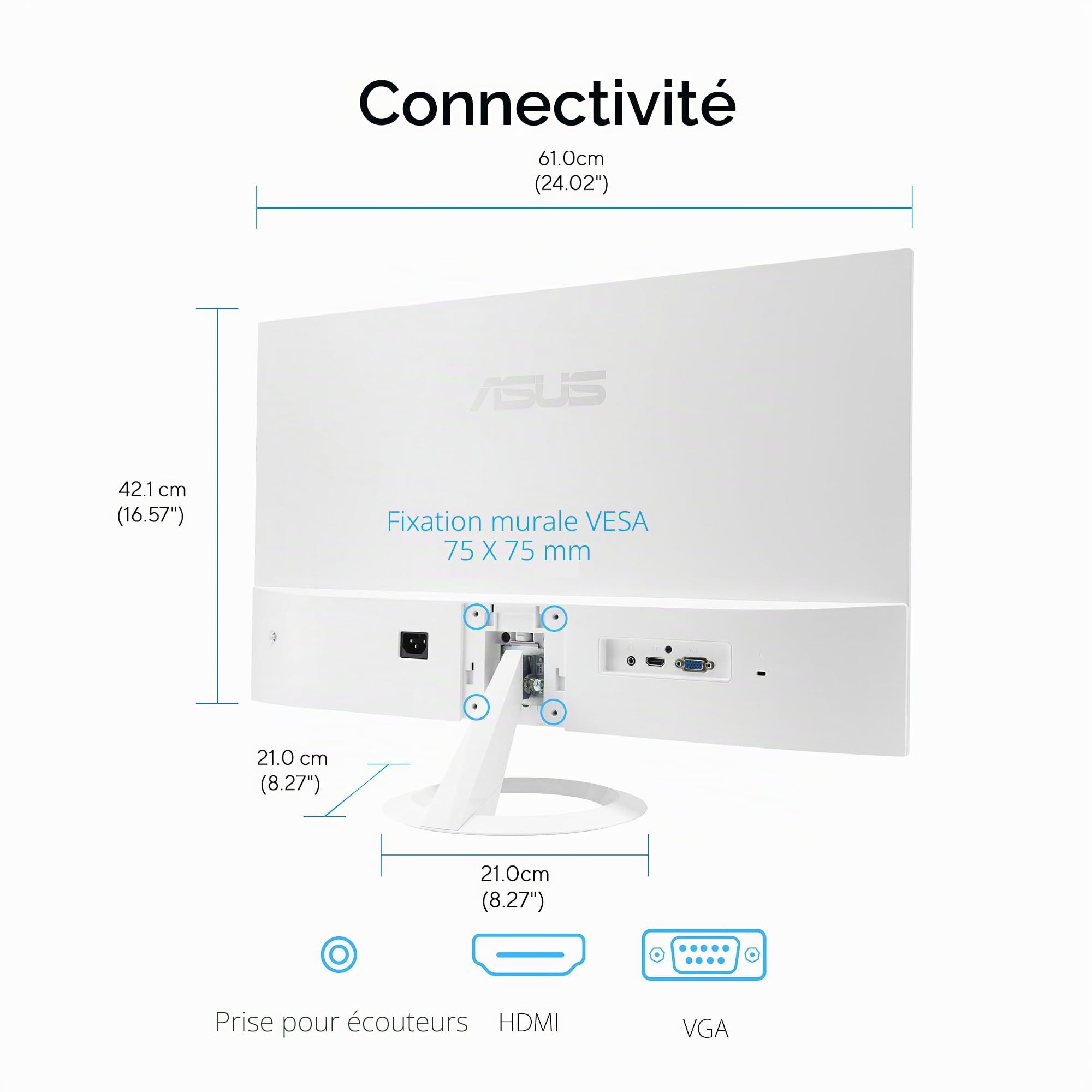 Asus Vz279hG-W - Led Monitor - Gaming - 27 - 1920 X 1080 Full Hd [1080p] @ 120 Hz - Ips - 250 Cd/m? - 1500:1 - 1 Ms - Hdmi, Vga