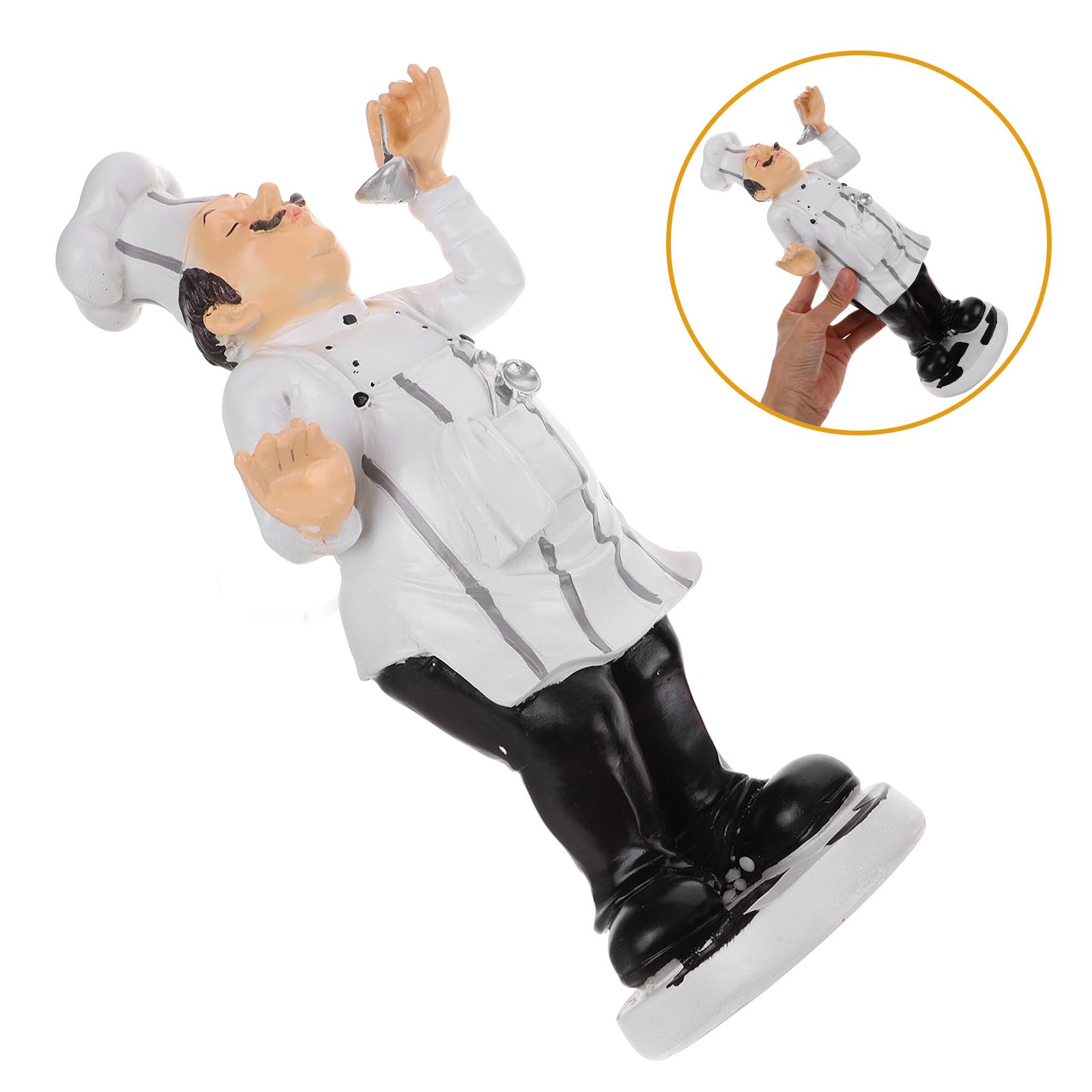 Housoutil Ornamento da Chef in Resina Miniatura Europea per Decorazione Casa Cucina Bistrot e Ristorante Statuetta Stabile da Tavolo Design Divertente per Ambienti Domestici e