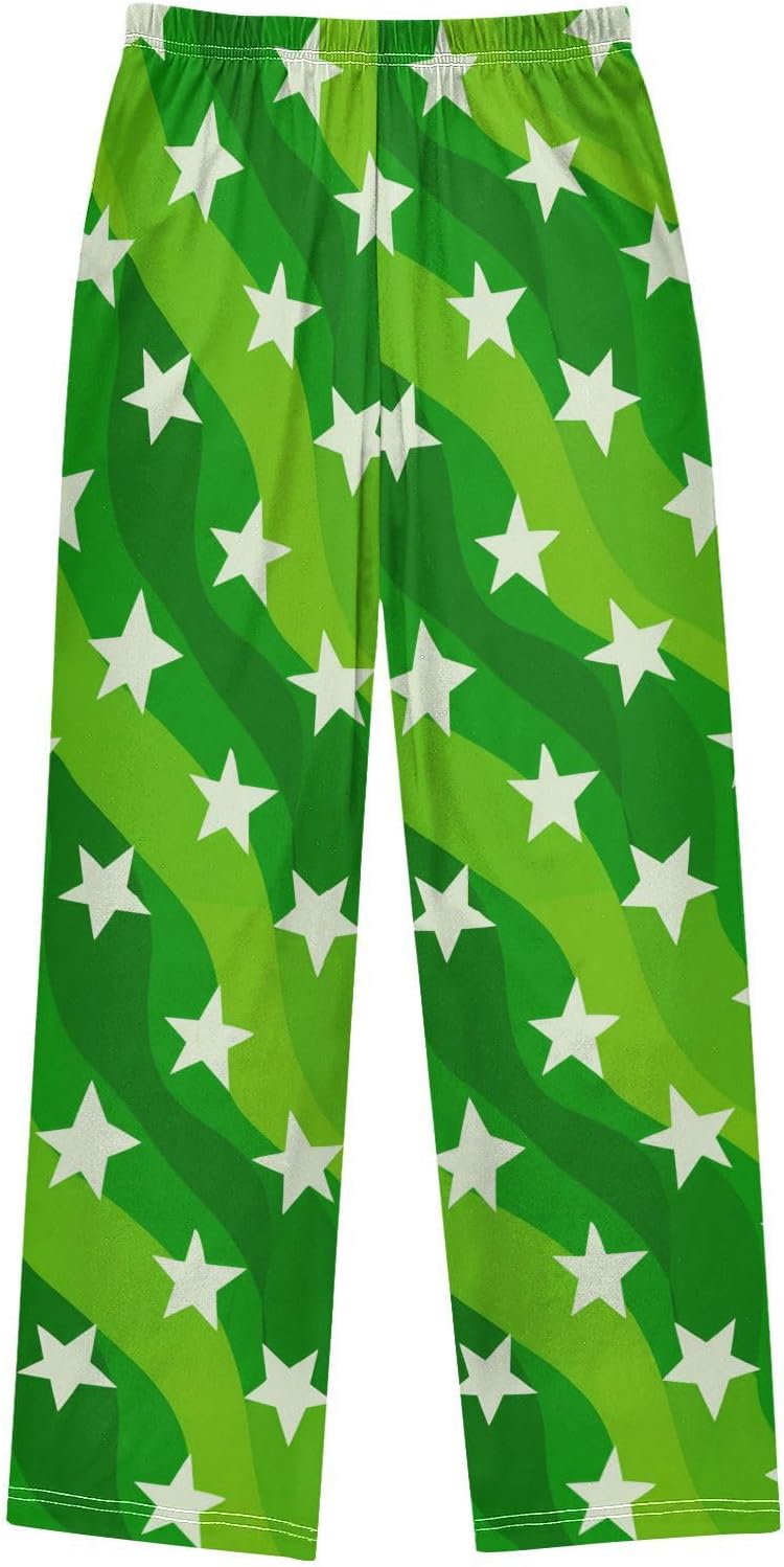 J JOYSAY Wavy Star Chartreuse Pajamas Pants Soft Long Pajama Bottoms Lounge Sleep Pants Size S-XL