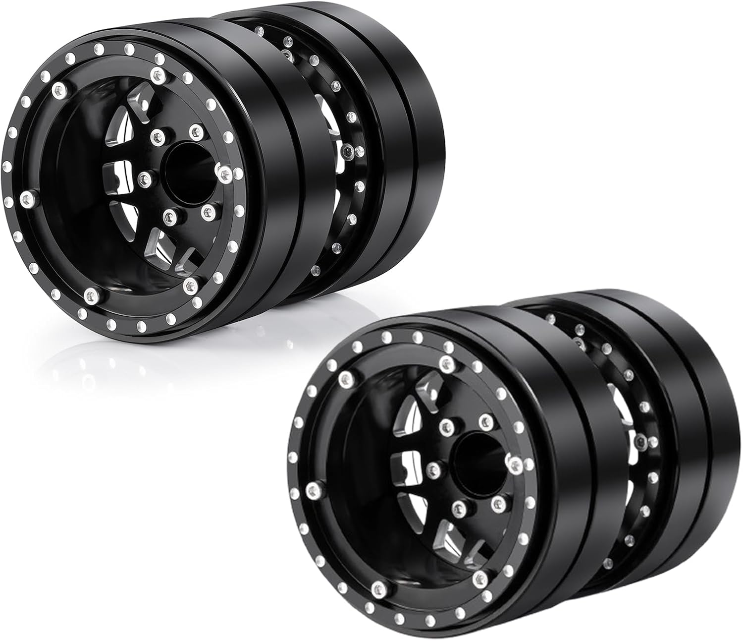 SWX 2PCS 1.9" RC Twin Wheels 1/10 RC Beadlock Wheel Set Compatible with SCX10 TRX-4 1/10 Scale RC Crawler Truck Car Upgrades