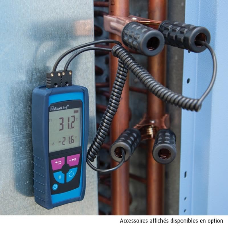 DSTOCK60 - Blauwe LIJN S2600-12K Digitales Thermometer, Typ K, Display mit Hintergrundbeleuchtung, Messwertanzeige / Min/Max, Datengelfunktion