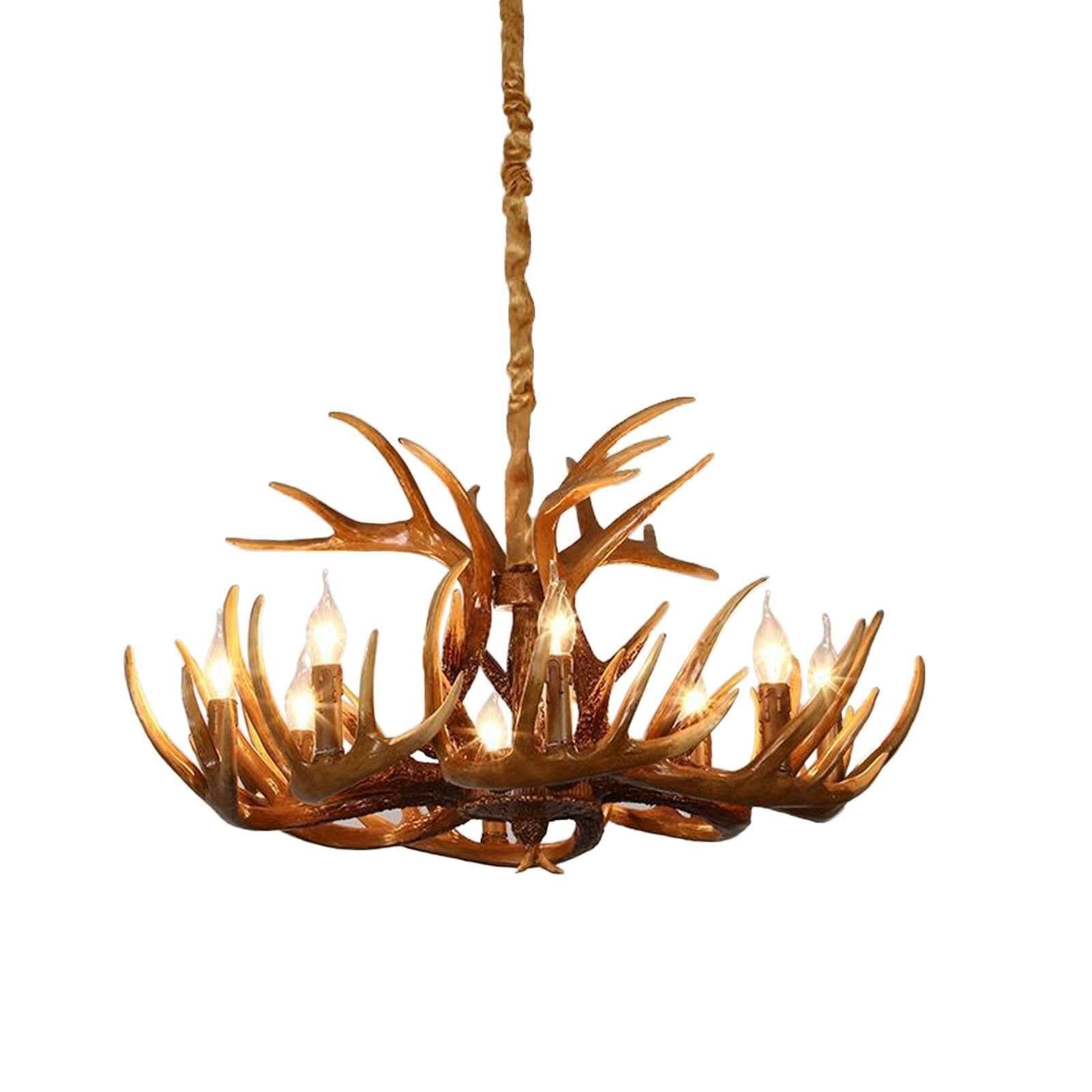 LYMSXAZOU Retro Antler Pendant Lights, Faux Antlers Ceiling Hanging Lamp, Resin Deer Horn for Room Bar Cafe