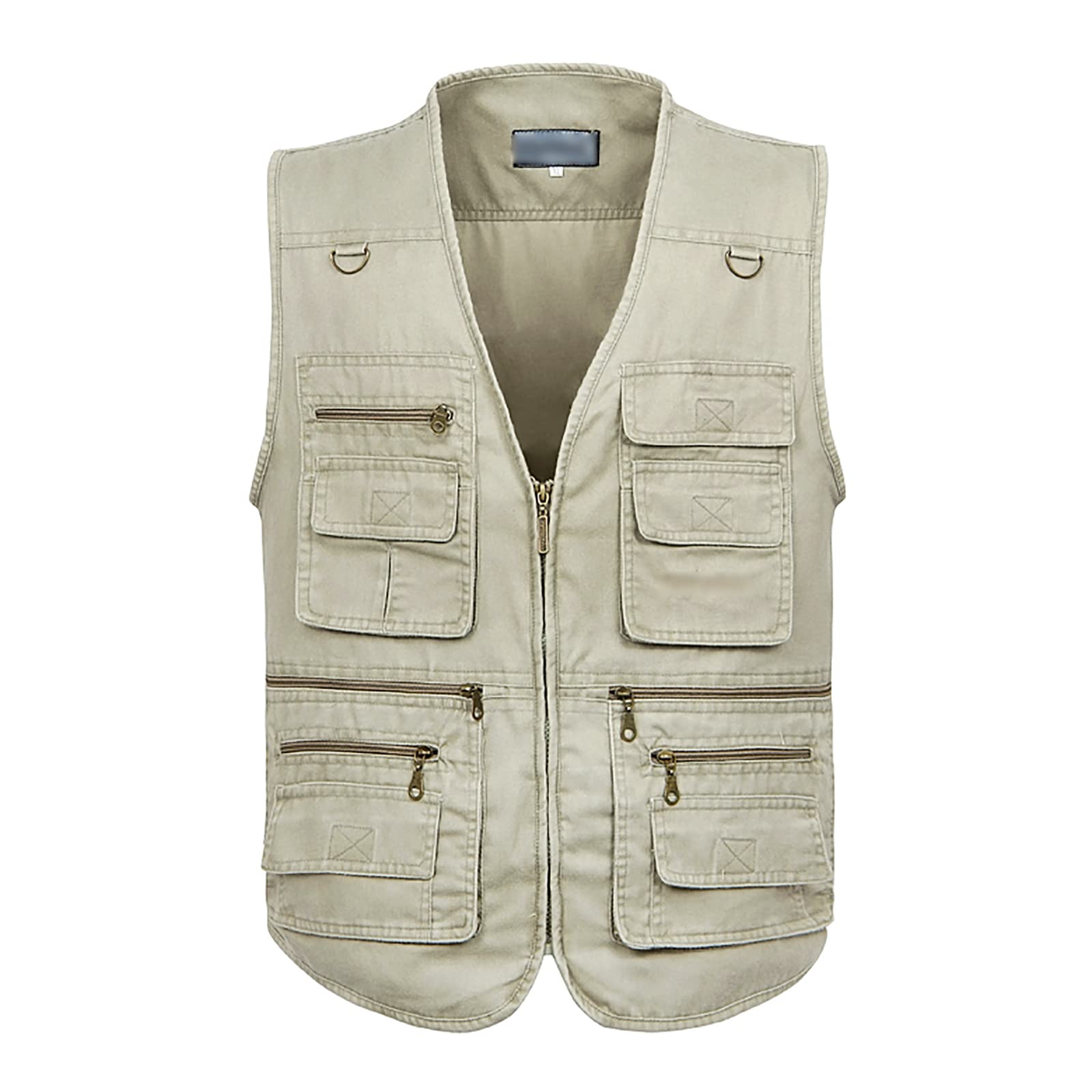 Hombres Chaleco de Pesca Respirable Secado Rápido Sin Mangas Chaleco Exterior Senderismo Fotografía Multibolsillos Chaleco(Size:4XL,Color:Beige)