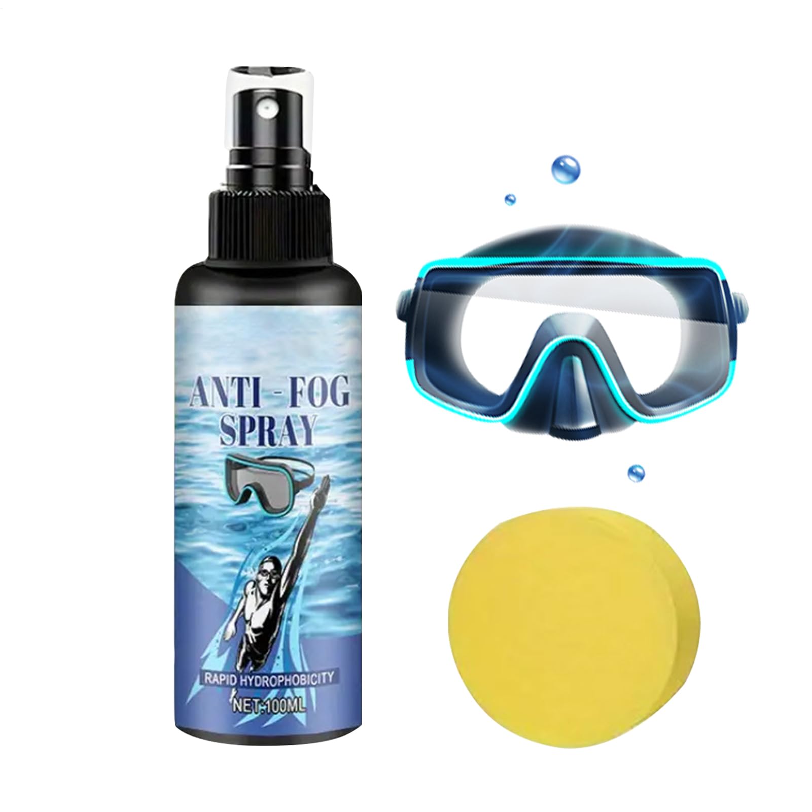 Spray Antivaho para Gafas de Natación | Líquido Antiempañante para Gafas De Buceo - Solución Hidrofóbica Portátil 100ml para Adolescentes Deportistas Buceo Entrenamiento en Piscina