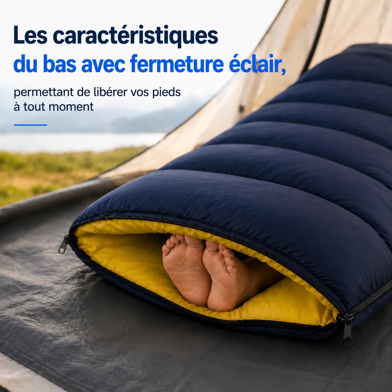 Sac de couchage 4 saisons, connectable, chaud, remplissage en fibre 3D, camping, randonnée, aventures en plein air