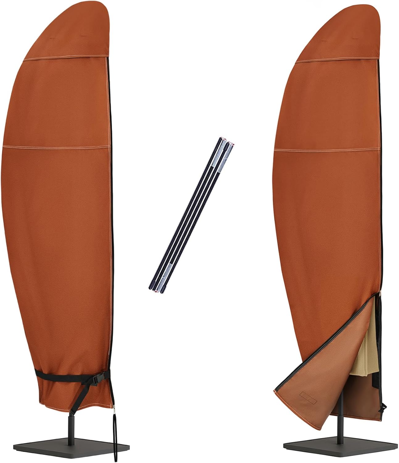 NettyPro Patio Umbrella Cover Outdoor Waterproof Cantilever Parasol Banana Umbrella Cover Fits 12ft to 14ft, Brown