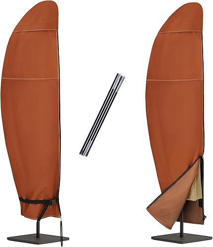 Miniatura 10 de NettyPro Funda de sombrilla para exteriores de 12 a 14 pies, impermeable, para patio, con cremallera y varilla, color negro