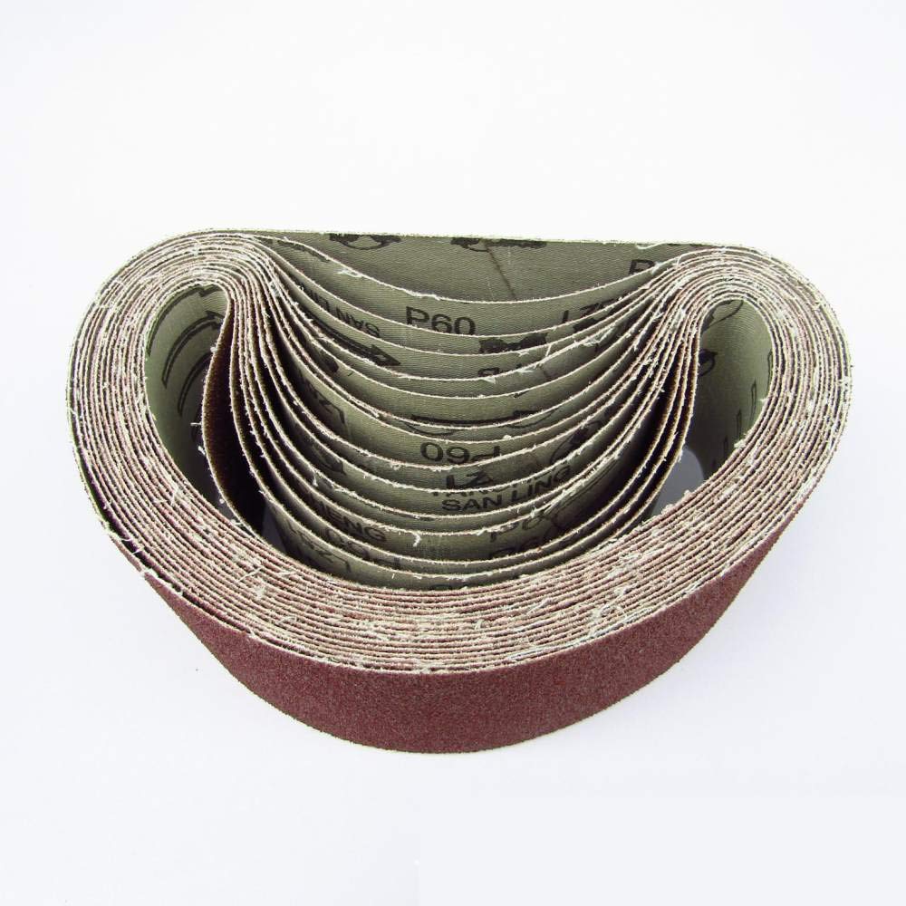 10 piezas 75 * 533 bandas de lijado 75 * 533 mm banda de lijado 3 '' * 21 '' Pantalla de lijado (grano 40 60 80120180) para lijadora de banda, 180