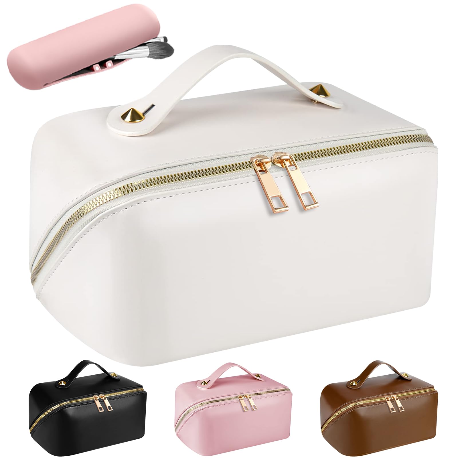Beauty Case Da Viaggio Donna Grande - Trousse Trucchi In Cotone, 26x16x14 Cm, Design Floreale - Foto 9