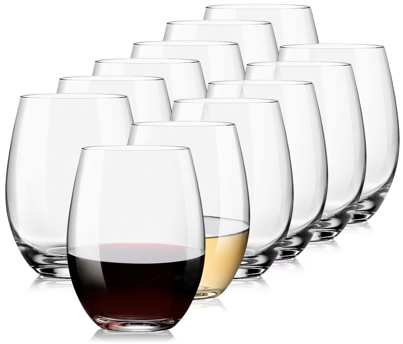 Weingläser ohne Stiel, 425 ml, Kristall-Weinglas, klare Rotweingläser, spülmaschinenfest, 12 Stück