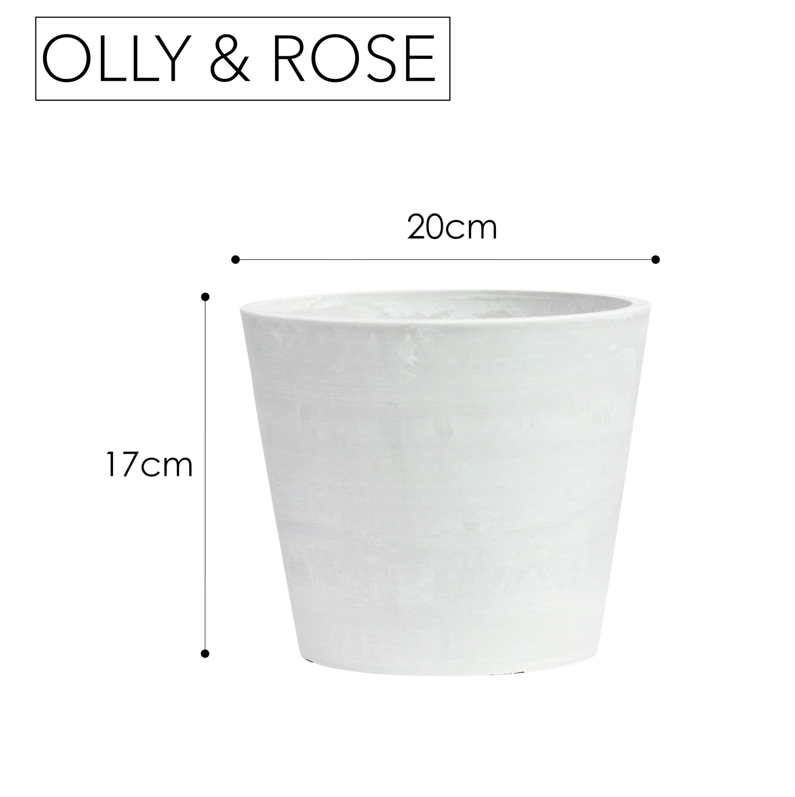 Olly & Rose Artstone Lot de 2 grands pots de fleurs en bois et résine pour intérieur et extérieur Blanc pierre 20 cm