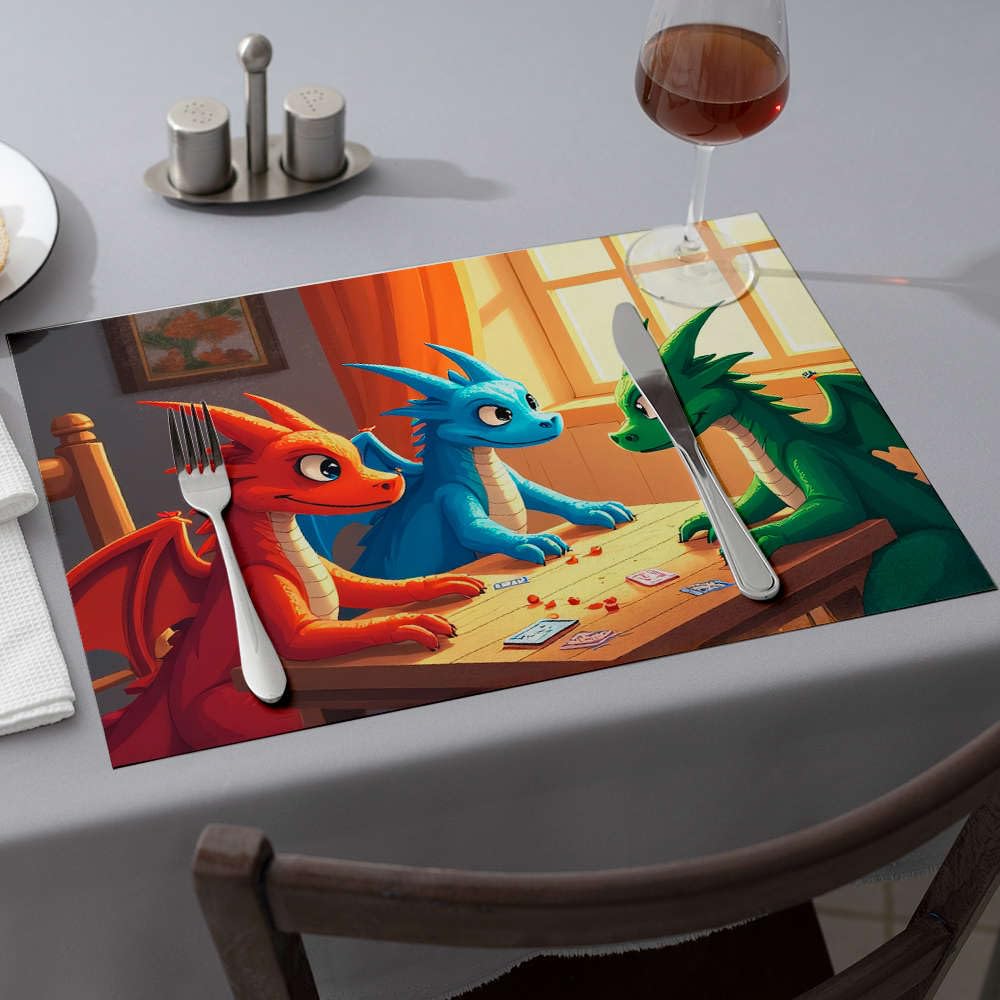 Set de table en silicone antidérapant lot de 6 style cartes à jouer