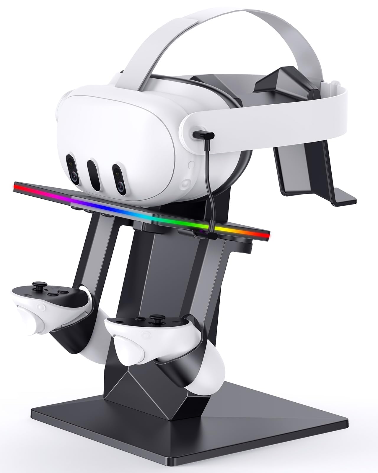 Station de charge pour Meta Quest 3S, Quest 3, 2 ou Pro, support vertical de charge RVB, accessoires avec réglage de la luminosité et réglage de 14 effets de lumière, port de charge de type C