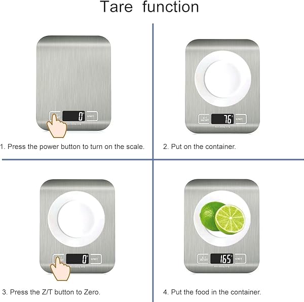 HomeFashion 5kg 1g 11lb Digital Kitchen Scales Food Scale with stainless steel Platform Electronic Cooking Backlit LCD Display Multifunction for Home and Office Use - 5