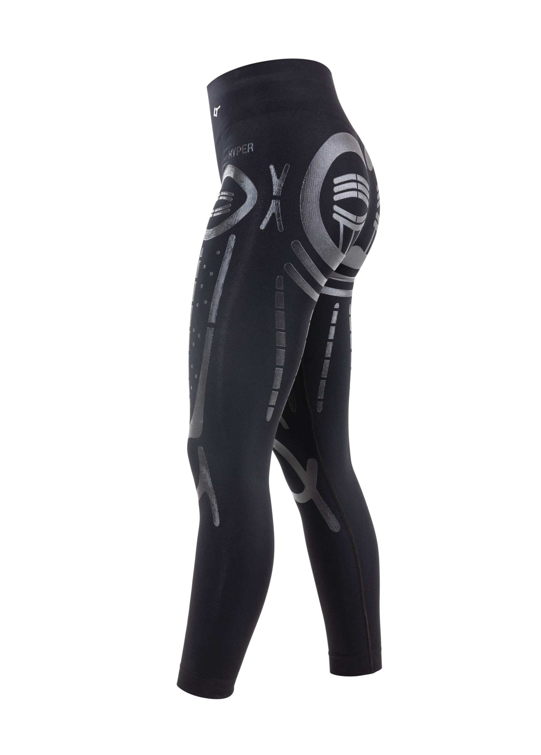 FLOKY Hyper Woman Leggings biomeccanico. Multisport. Leggings specifico per Donna a Compressione Graduata. Migliora la stabilità Muscolare. Accelera Il Recupero Post Allenamento. Nero. S/M