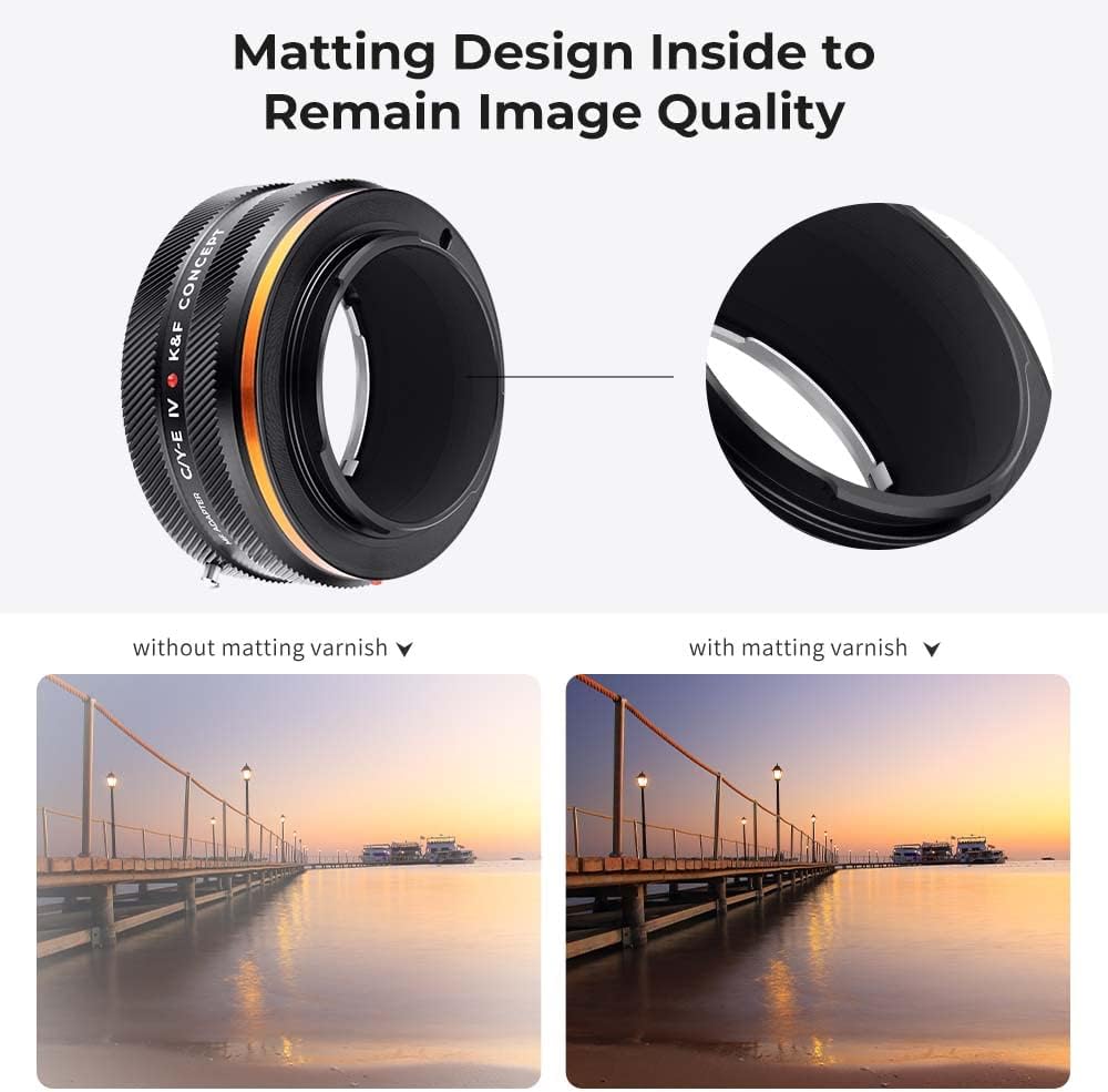 K&F Concept IV PRO C/Y-NEX Lens Mount Adapter Manual Focus Compatible with Contax/Yashica SLR Lens to Sony-E NEX Mount Camera Body with Matting Varnish Design