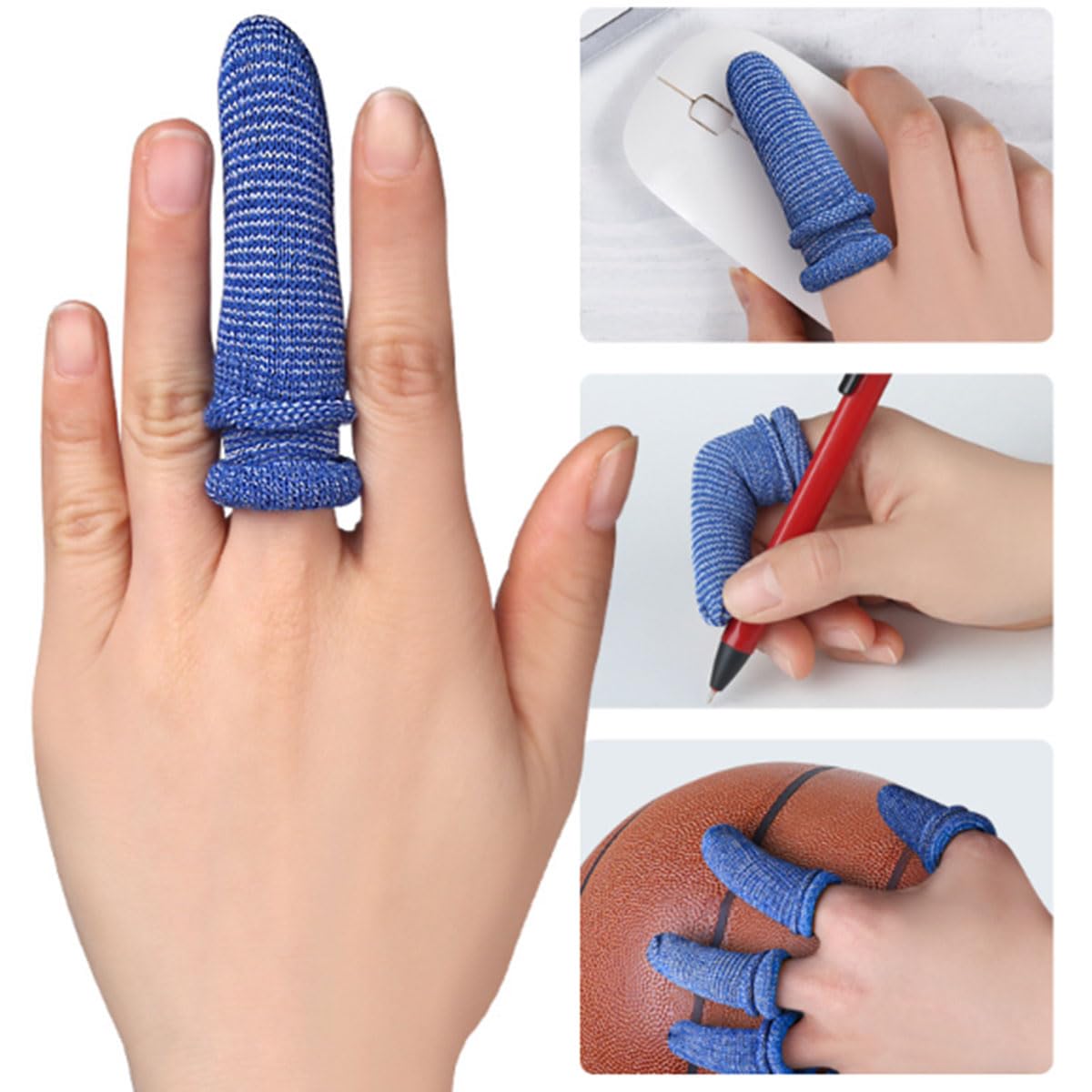 Likeggoad 30 Pcs Cotton Finger Cots,Colorful Cloth Finger Roll Tubular Bandages Kitchen Fingers Protection for Finger Tips Work