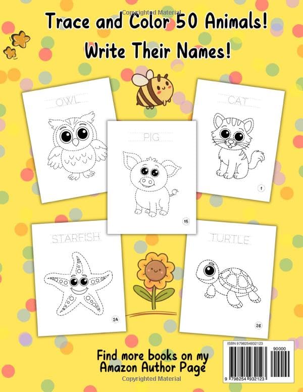 Trace and Color Cute Animals: With Letter Tracing Practice | Coloring Book and Drawing Pad for Kids Ages 4+ | Fun and Educational Art Activity image 3