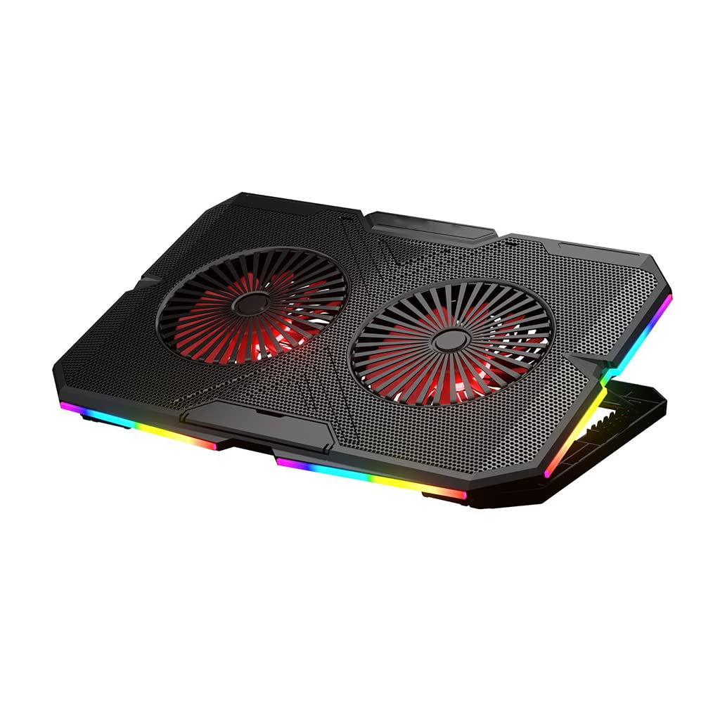 Ventilateur de refroidissement pour ordinateur portable de jeu, 7 hauteurs réglables, Base de refroidissement pour ordinateur portable, alimenté par USB, double Turbo RGB, dissipateur thermique pour à