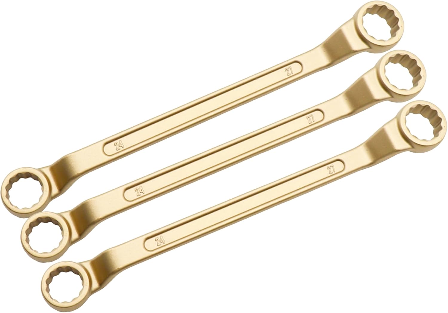TMAX Non Sparking Offset Box End Wrench Double Size of 27mm (1-1/16 Inch), 30mm (1-3/16 Inch), Length 360mm (14 Inch), Aluminum Bronze Copper, Spark Free Safety, Non-Magnetic, Corrosion-Resistant