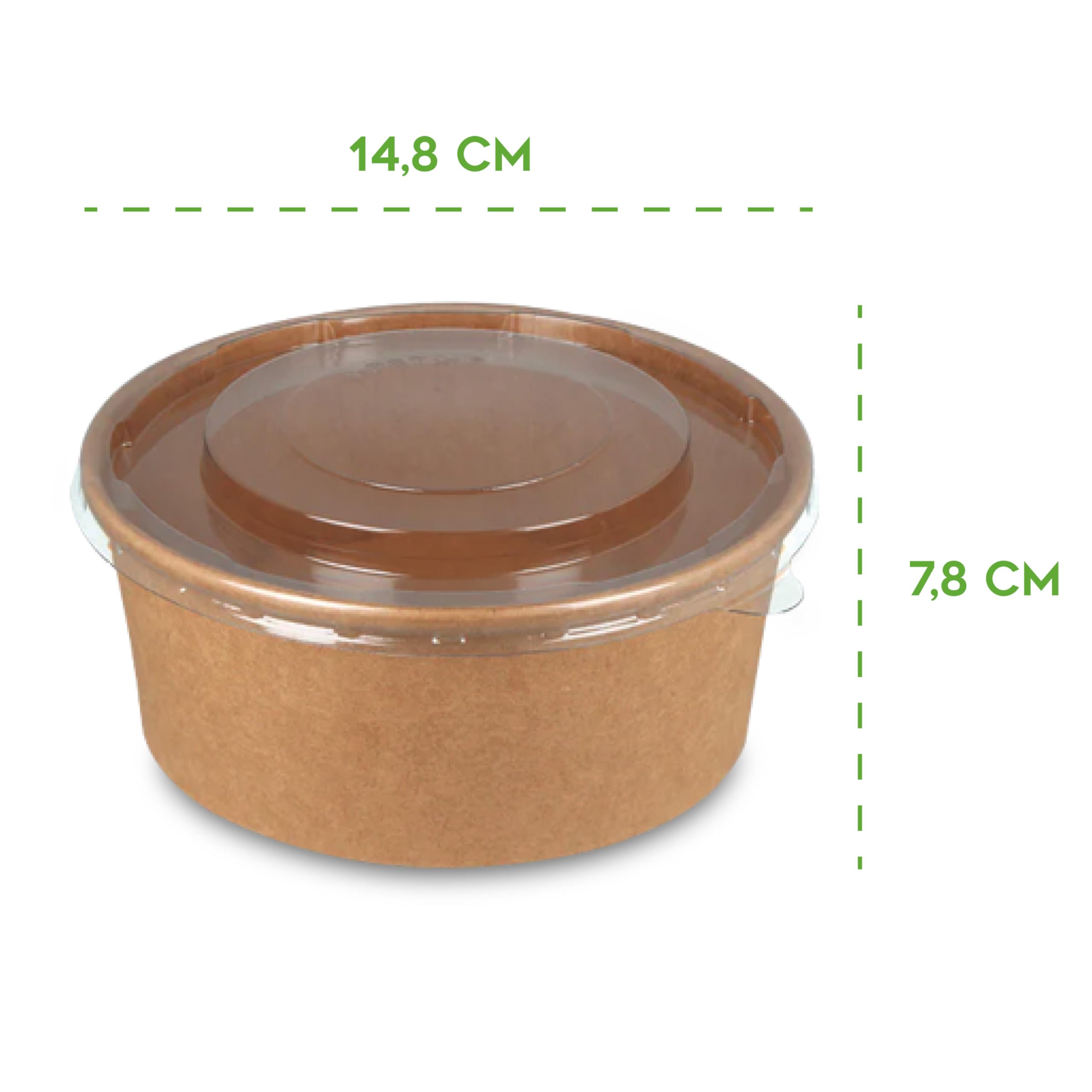Ciotole di Carta 1000 ml con Coperchio Compostabili Biodegradabili Monouso diam. 14,8 cm