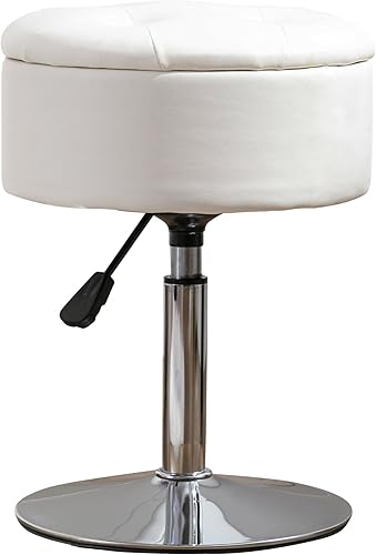 Miniatura 45 de LUE BONA Taburete giratorio de 360° para sala de maquillaje, taburete de altura ajustable para tocador con almacenamiento, pequeño cuero sintético