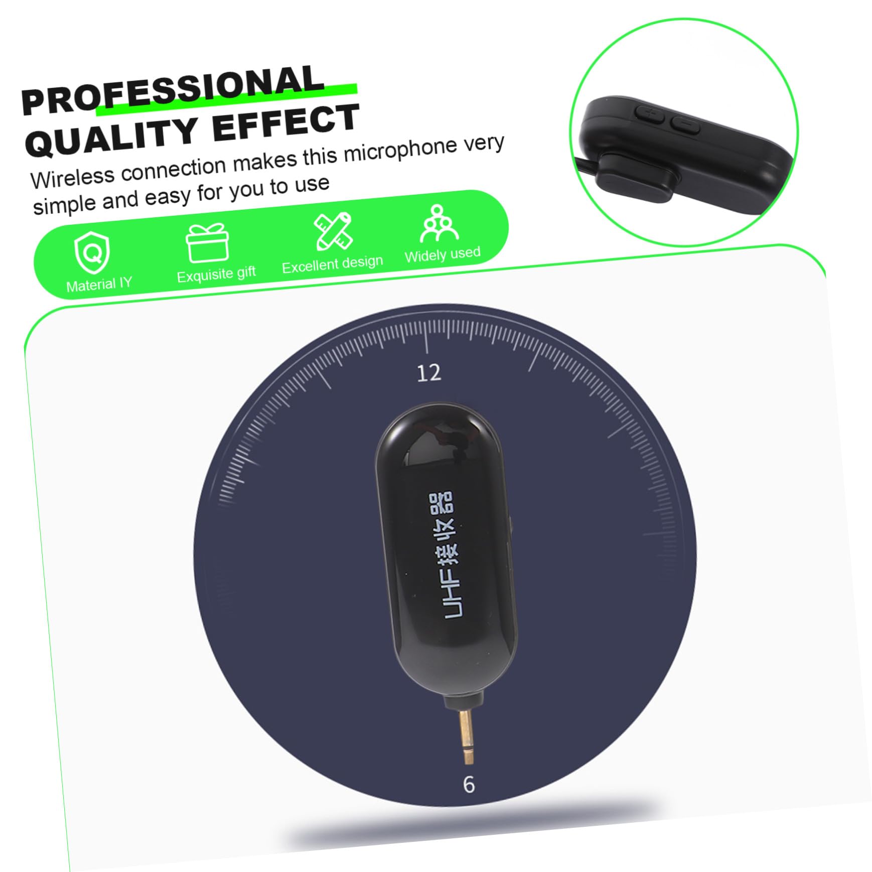 Micrófono Inalámbrico de Cabeza UHF Batería Incorporada, Auricular Negro Abs para Enseñanza y Artes Escénicas, Alcance Eficaz de 50 Metros