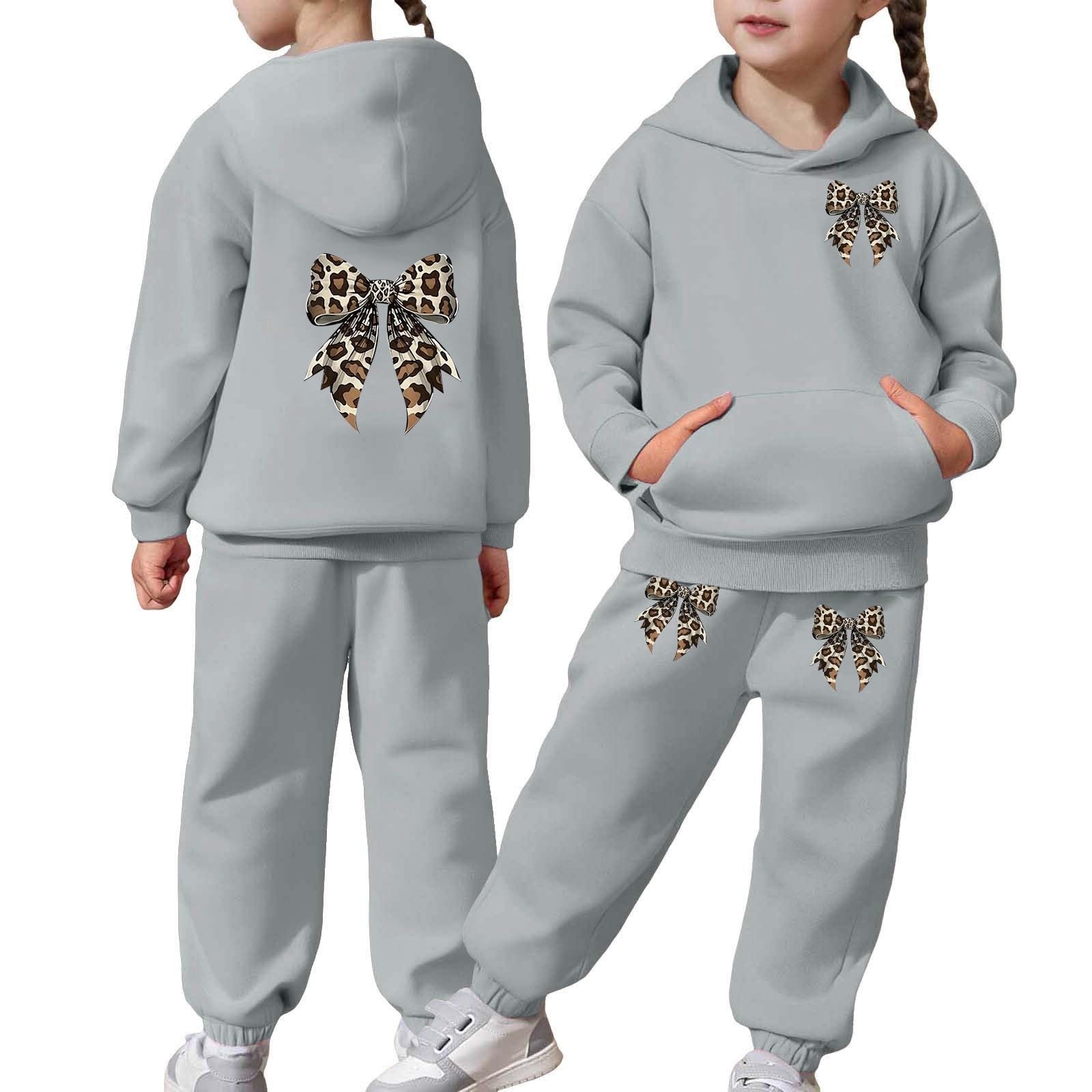  Size 7/8 Girls 2 Piece Outfit Brooklyn Print Sweatsuit Long Sleeve Oversized Hoodie and Sweatpant Kids Clothing Set with Pockets 3-15T
