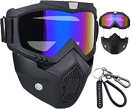 WOW TPU Goggle Mask with Anti-lost keychain Anti Scratch UV Protective Open Face & Eyewear Windproof Dirt Shield Adjustable Strap Soft Foam Padded Detachable for Cycling Bike Off Road Racing Riding