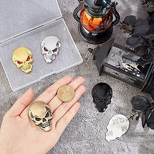 Image of 3D Skull Car Sticker Metal Skeleton Crossbones Motorcycle Self Adhesive Sticker Label Skull Emblem Badge Decals for All Car Zinc Alloy Emblems Decoration Stickers