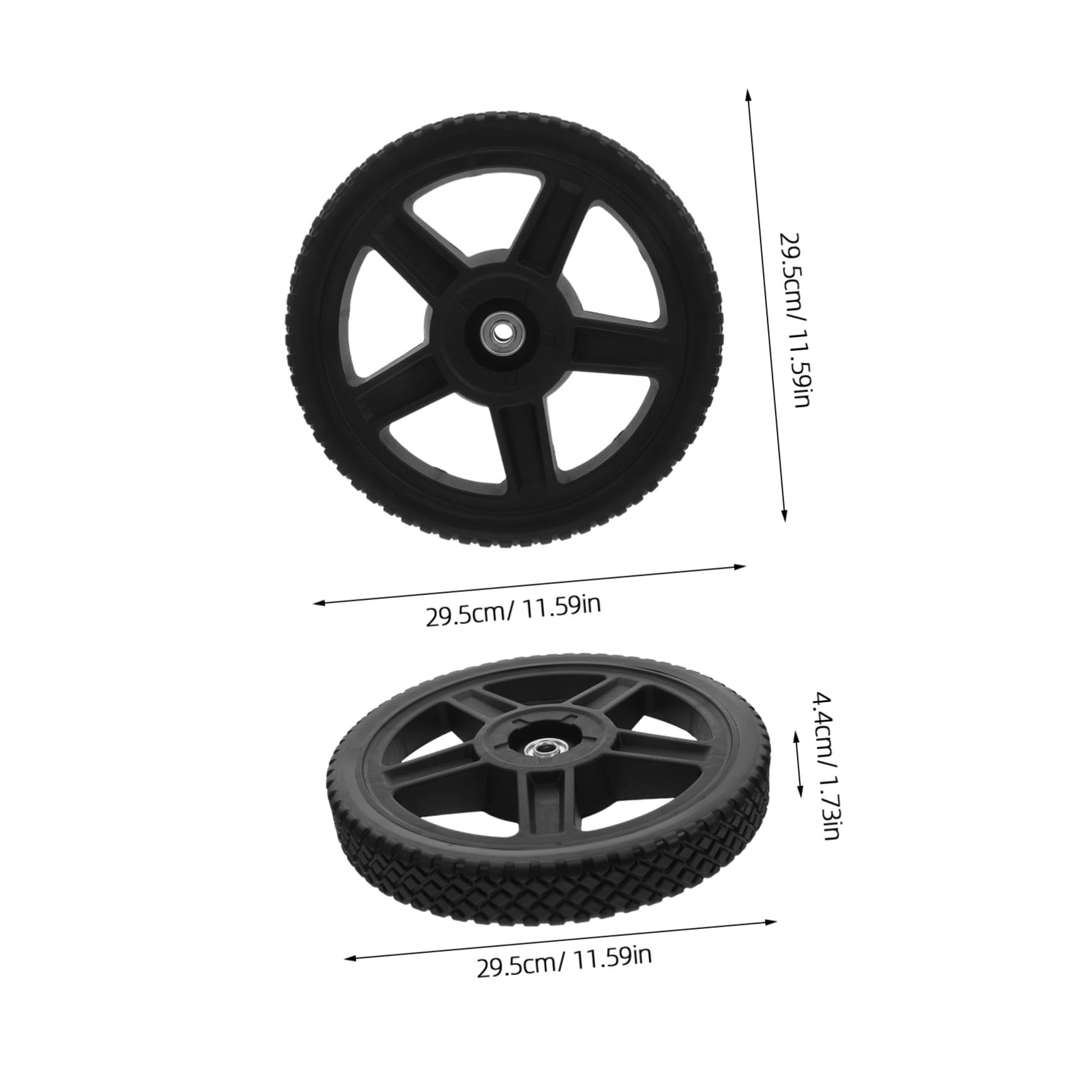 2 Piezas Unidades Ruedas de Cortacésped con Neumáticos de PVC y Cubos de PP Resistentes la Corrosión para Cortacésped y Carros de Jardín con Agujero de Rodamiento