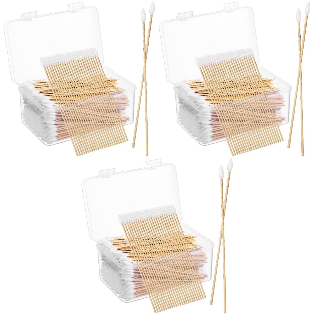 Healvian 3 Juegos Bastoncillo De Algodón Palitos De Algodón Botones De Limpieza De Oídos Bastoncillos De Algodón De Precisión Bastoncillos De Algodón Puntiagudos Cotonetes Khaki 500 Uds * 3