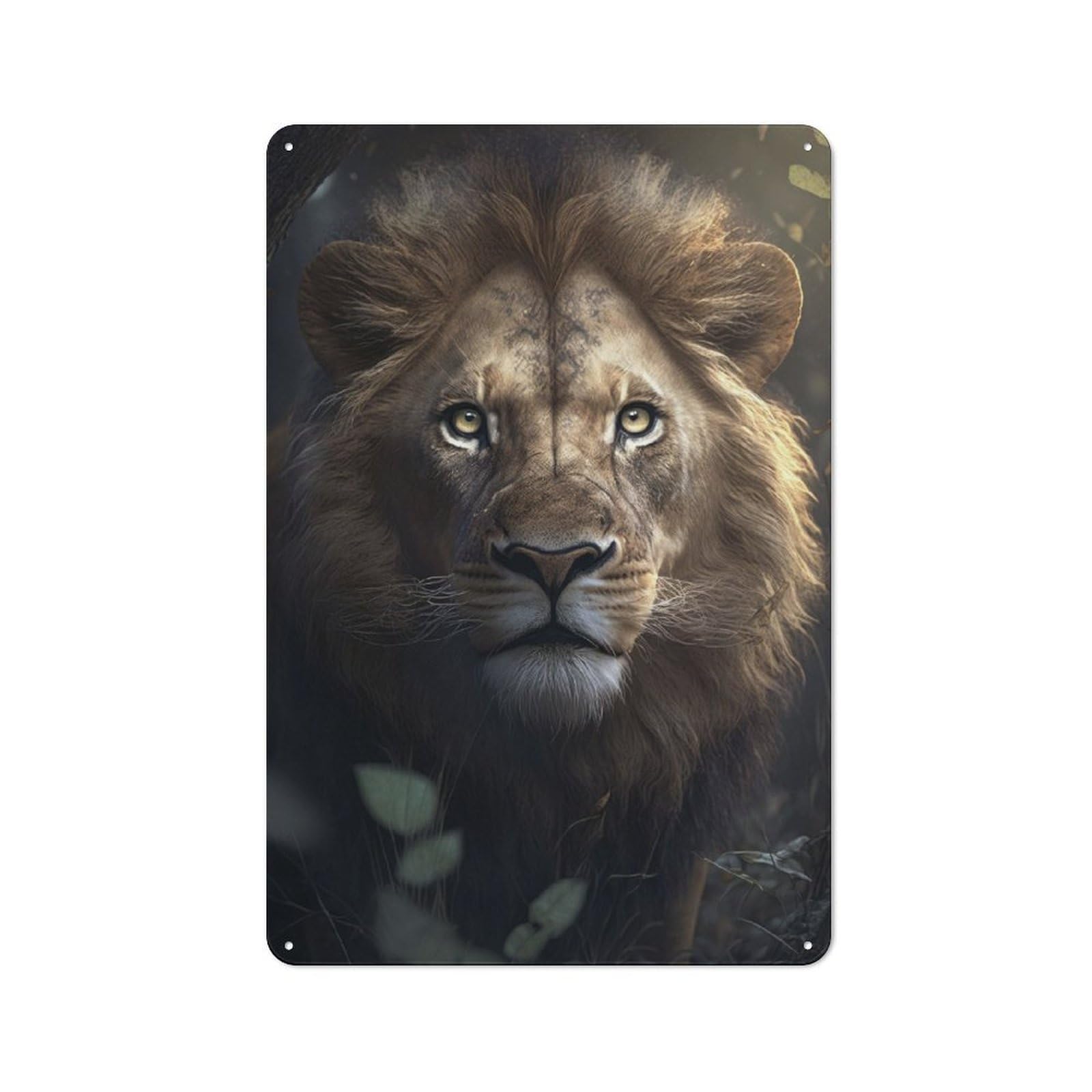 Lion In The Forest Retro Metal Wall Decor 30x20cm, Metal Sign for Pub, Home Bar, Shed Or Man Cave, for Relaxed Wall Styling