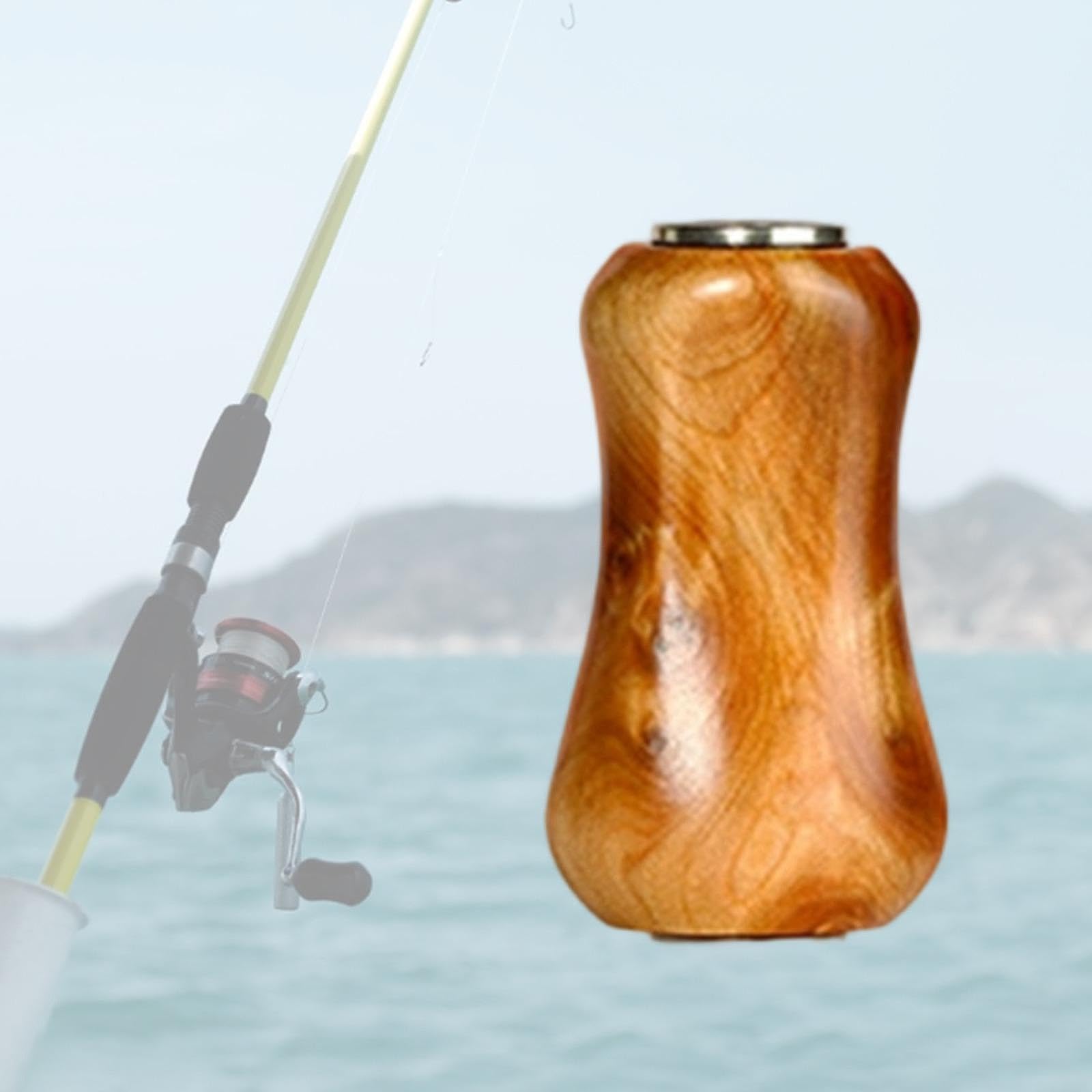 Poignée de Moulinet de Pêche de Rechange en Bois Robuste, Facile à Réparer, Prise en Main Pratique, Adaptée à La Pêche en Eau Douce et