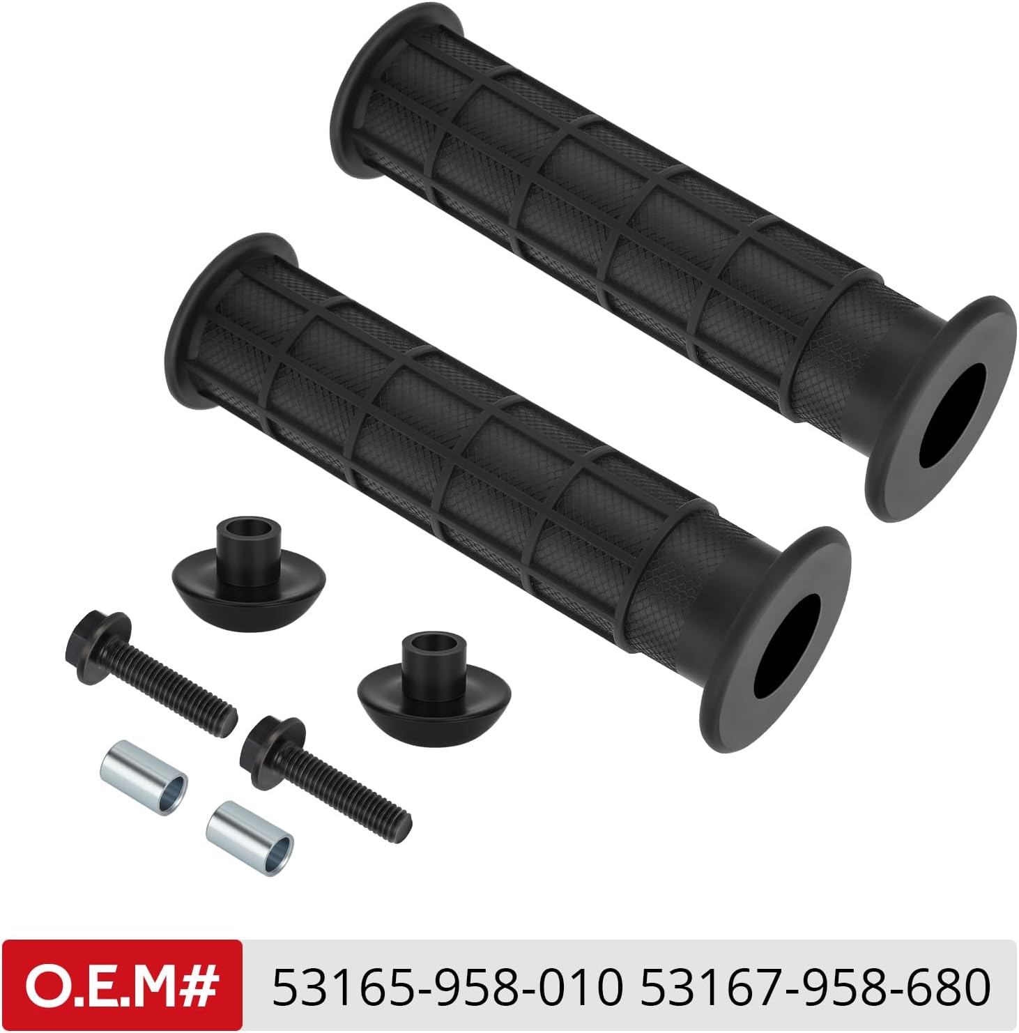 JAVIK Handle Grip & Handle Bar End Guard with Screw for Honda Rancher 350 400/Rincon 650 680/FourTrax 125 250 300 350/Sportrax 250 300/ATC 125 200 350 O.E.M# 53165-958-010 53167-958-680