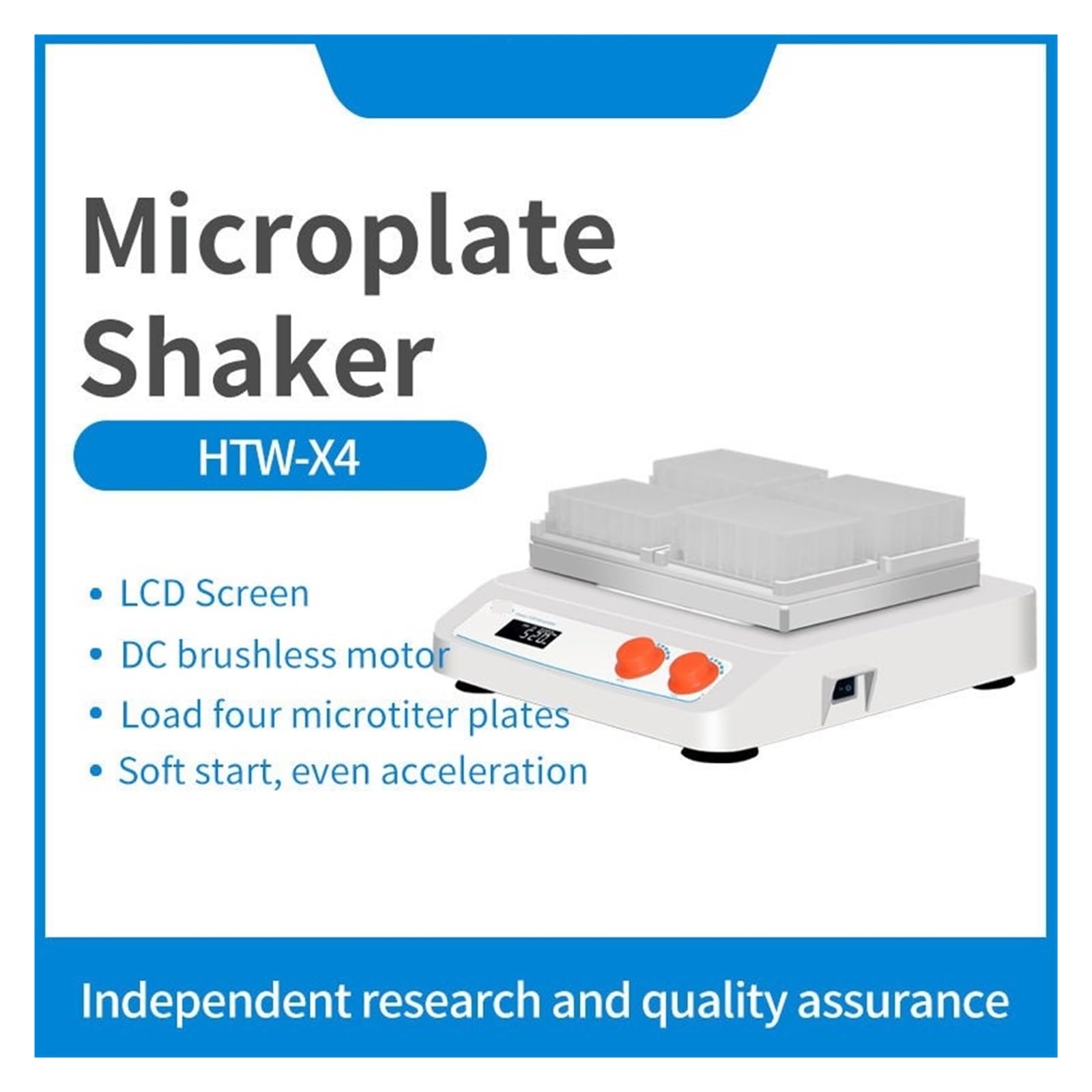 Agitador Orbital, Agitador De Microplacas Orbital For Placa Cultivo Celular Digital Laboratorio HTW-X4 Motor CC Sin Escobillas 200-1500 Rpm, Microplaca