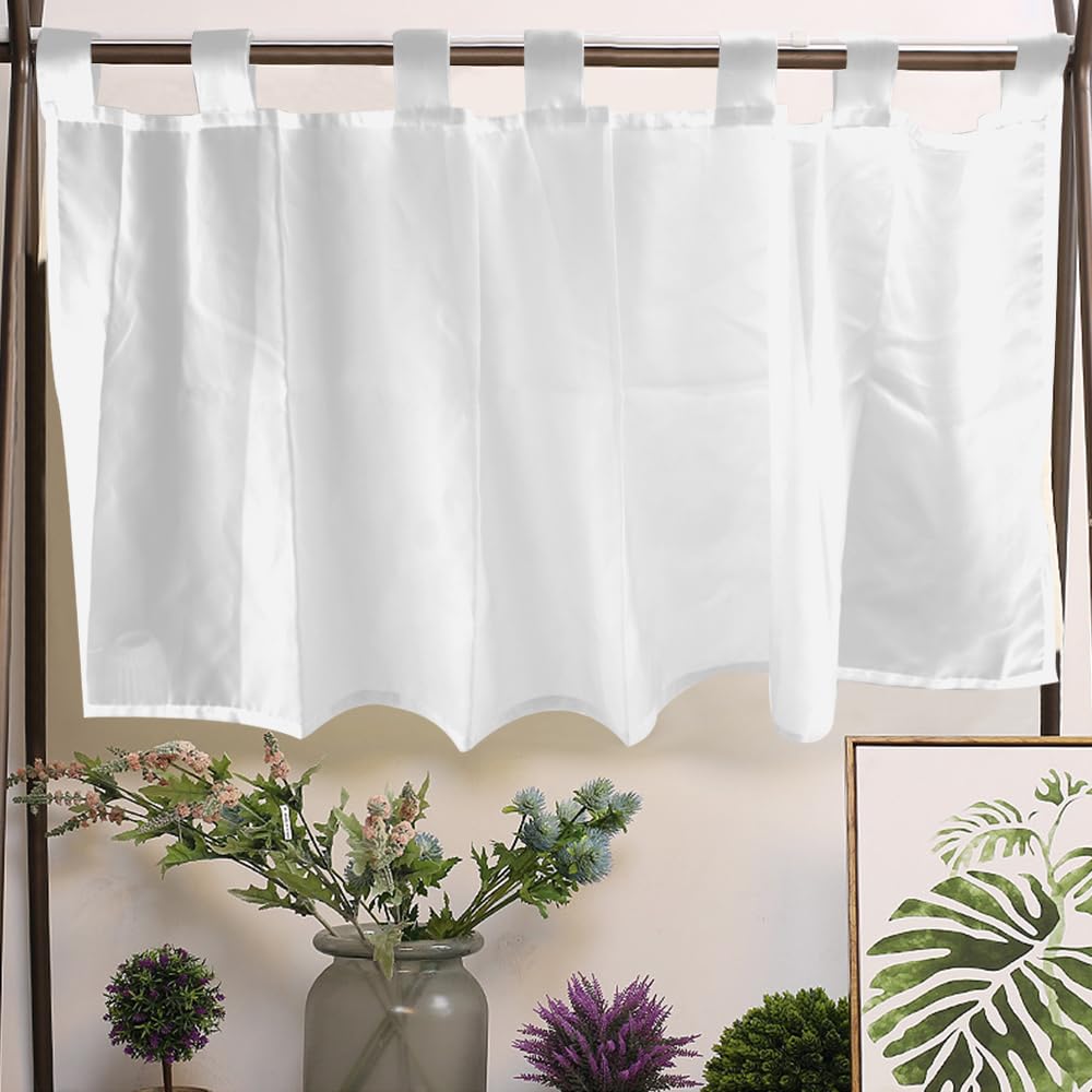 MININUSI Cortinas Cortas Blancas 120cmx40cm Visillo Translucido Visillo Ventana Cortina Corta Semitransparente Visillo Ventana Para Cocina Dormitorio Visillo con Trabillas para Ventana, 100% Poliéster