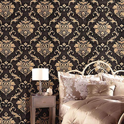 Wolpin-Wall-Stickers-DIY-Wallpaper-45-x-500-cm-Black-Damask-Luxury-Self-Adhesive-Decals-Living-Room-Bedroom-Decoration-Black