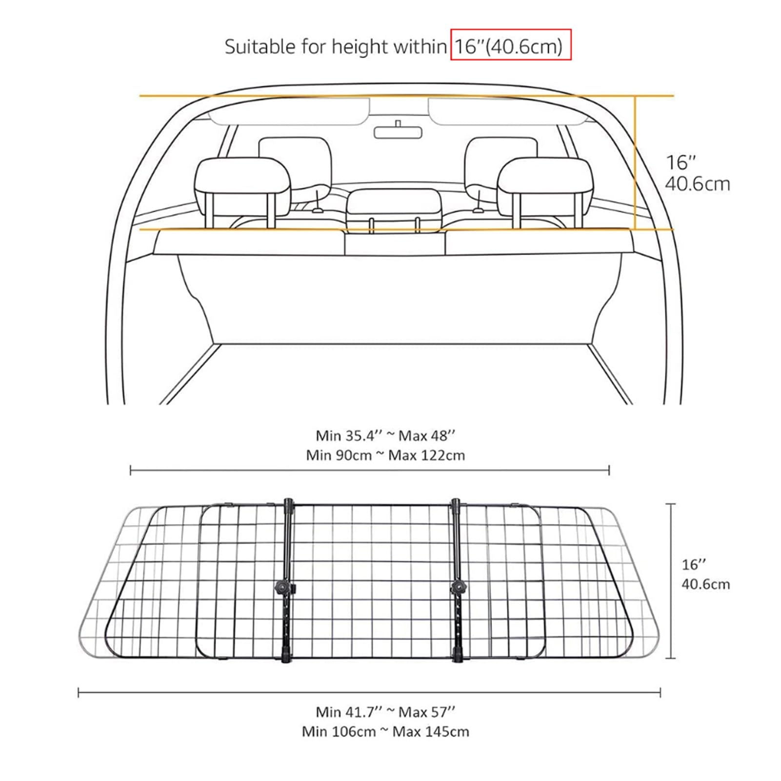 Barreras para Coches para Perros, Protector para Mascotas de Malla de Alambre Ajustable con Revestimiento de Pintura para SUV, Camiones, Sedanes y Hatchbacks